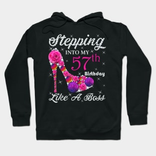 Cute Gift,Queens, Stepping Into My 57th Birthday Like A boss Tank Top Hoodie